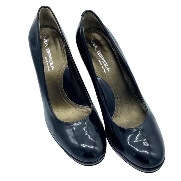 Via Spiga Black Platform Round Toe Pumps; Black Patent; Italian; Size 7.5M - Picture 7 of 7